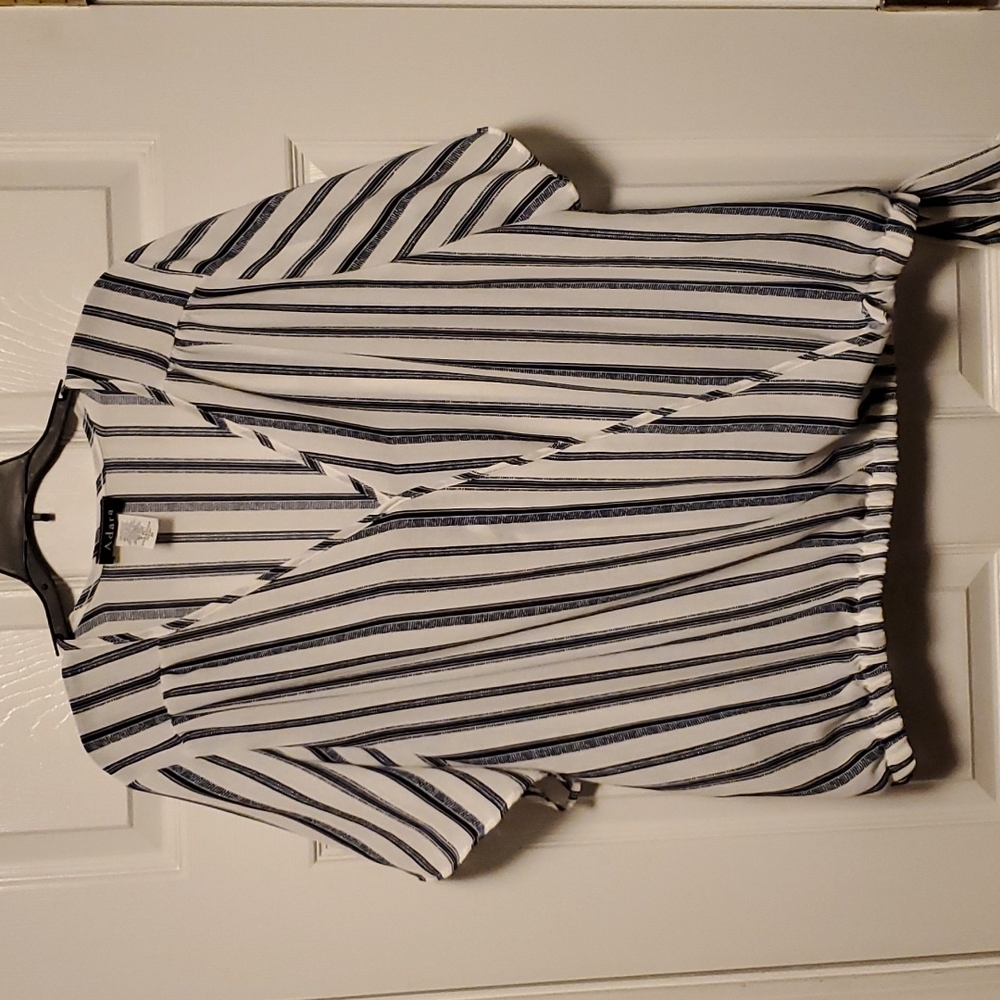 Adara Pinstripe Wrap Blouse